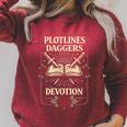 Plotlines Daggers Devotion Dark Romance Reader Book Lover Raglan Sleeve Sweatshirt Heather Dust