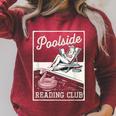 Poolside Reading Club Books Flamingo Swim Pool Inflatable Raglan Sleeve Sweatshirt Heather Dust