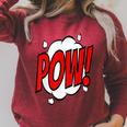 POW Comic Art Book Superhero Bubble Cartoon T-Shirt Raglan Sleeve Sweatshirt Heather Dust