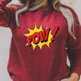 POW Comic Book Cartoon Pop Art Raglan Baseball Tee Raglan Sleeve Sweatshirt Heather Dust