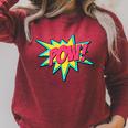 Pow Retro Comic Book Art Superhero Bubble Premium Raglan Sleeve Sweatshirt Heather Dust