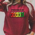 Powered By Books Bookworm Librarian Reading Raglan Sleeve Sweatshirt Heather Dust