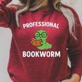 Professional Bookworm Reading Lover Cute Worm Glasses Book Raglan Sleeve Sweatshirt Heather Dust