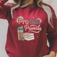 Protein And Proverbs Protein Workout Book Lover Gym Raglan Sleeve Sweatshirt Heather Dust