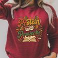 Protein And Proverbs Protein Workout Book Lover Retro Raglan Sleeve Sweatshirt Heather Dust