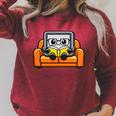 Proud Library Patron Cute Tablet Reading a Book Raglan Sleeve Sweatshirt Heather Dust