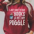 Puggle Avid Book Reader Dog Mom Raglan Sleeve Sweatshirt Heather Dust