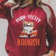 Purr-Fectly Bookish Cats And Books Raglan Sleeve Sweatshirt Heather Dust