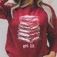 Quirky Book Nerd Get Lit Humor Bookworm Classic Distressed Raglan Sleeve Sweatshirt Heather Dust