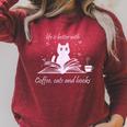 Quote With Coffee Cats And Book Reading Raglan Sleeve Sweatshirt Heather Dust