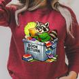 Raccoon At Library Book Return Librarian And Reader Raglan Sleeve Sweatshirt Heather Dust