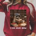 Raccoon I Live Here Now Book Lover Racoon Reading Book Raglan Sleeve Sweatshirt Heather Dust Raccoon I Live Here Now Book Lover Racoon Reading Book Raglan Sleeve Sweatshirt Heather Dust