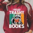 Raccoon Smutty Book Lover Spicy Romance Novels Women's Raglan Sleeve Sweatshirt Heather Dust Raccoon Smutty Book Lover Spicy Romance Novels Women's Raglan Sleeve Sweatshirt Heather Dust