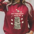 My Therapist Gave Up Overwhelmed Brain Books Raglan Sleeve Sweatshirt Heather Dust