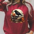 Raven Reading Book Occult Crow Raglan Sleeve Sweatshirt Heather Dust