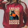 I Read Banned Books Cat Reader Bookworm Raglan Sleeve Sweatshirt Heather Dust