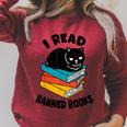 I Read Banned Books Tshirt Cat Reader Bookworm Women Raglan Sleeve Sweatshirt Heather Dust