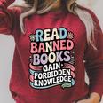 Read Banned Books Gain Forbidden Knowledge Book Enthusiasts Raglan Sleeve Sweatshirt Heather Dust