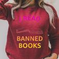 I Read Banned Books Pink-Yellow Literature Activist Raglan Sleeve Sweatshirt Heather Dust