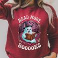 Read More Books Boo Ghost Halloween Reading Books Teacher Raglan Sleeve Sweatshirt Heather Dust