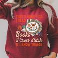Read Books I Cross Stitch Sewing Stitcher Quilt Cross Stitch Raglan Sleeve Sweatshirt Heather Dust