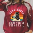 Read Books Drink Coffee Fight Evil Book Lover Worm Nerd Raglan Sleeve Sweatshirt Heather Dust