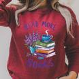 Read More Books Floral Book Reader Art Reading Lover Quote Raglan Sleeve Sweatshirt Heather Dust