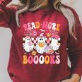 Read More Books Ghosts Reading Book Teacher Halloween Raglan Sleeve Sweatshirt Heather Dust