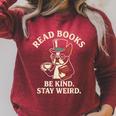 Read Books Be Kind Stay Weird Dog Boston Terrier Reading Raglan Sleeve Sweatshirt Heather Dust