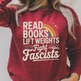 Read Books Lift Weights Fight Fascists Retro Vintage Raglan Sleeve Sweatshirt Heather Dust Read Books Lift Weights Fight Fascists Retro Vintage Raglan Sleeve Sweatshirt Heather Dust