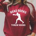 Read Books Throw Hooks Boxing Fighter Scholar Raglan Sleeve Sweatshirt Heather Dust