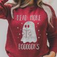 Read More Boooooks Cute Halloween Ghost Reading a Book Raglan Sleeve Sweatshirt Heather Dust