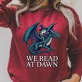 We Read At Dawn Frog Riding Dragon Book Lover Art Comfort Colors Crop Top Raglan Sleeve Sweatshirt Heather Dust