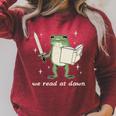 We Read At Dawn Vintage Frog Reading Book Frog Meme Raglan Sleeve Sweatshirt Heather Dust We Read At Dawn Vintage Frog Reading Book Frog Meme Raglan Sleeve Sweatshirt Heather Dust