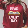 Read Every Day Teacher Reading School Book Club Literacy Premium Tri-Blend Raglan Sleeve Sweatshirt Heather Dust