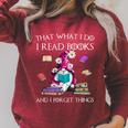 That What I Do I Read And I Forget Things Gnomes Read Book Raglan Sleeve Sweatshirt Heather Dust