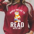 Would You Like To Read With Me Hamster Book Raglan Sleeve Sweatshirt Heather Dust
