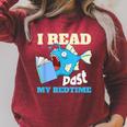 I Read Past My Bed Time Book Reading Anglerfish Librarian Raglan Sleeve Sweatshirt Heather Dust