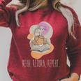 Read Return Repeat Book Lover Cat Reading Library Premium Tri-Blend Raglan Sleeve Sweatshirt Heather Dust