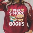 Read S'More Books Camping Reading Bookworm Book Lover Grunge Raglan Sleeve Sweatshirt Heather Dust