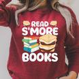 Read S'More Books Camping Reading Bookworm Book Lover Raglan Sleeve Sweatshirt Heather Dust