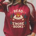 Read S'More Books Cute Campfire Reading Book Lovers Raglan Sleeve Sweatshirt Heather Dust