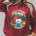 Read Smore Books Cute Marshmallow Camp Reading Library Kids Raglan Sleeve Sweatshirt Heather Dust