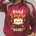Read S'More Books Reading Campfire Camping Raglan Sleeve Sweatshirt Heather Dust