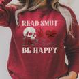 Read Smut Be Happy Dark Romance Merch Smutt Book Lover Women Raglan Sleeve Sweatshirt Heather Dust