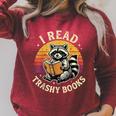I Read Trashy Books Raccoon Raglan Sleeve Sweatshirt Heather Dust