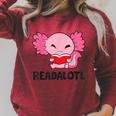 Readalotl Love Axolotls Reading Books And Axolotls Raglan Sleeve Sweatshirt Heather Dust