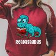 Readasaurus Reading Dinosaur Bookworm Book Reader Meme Raglan Sleeve Sweatshirt Heather Dust
