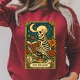 The Reader Skeleton Reading Books Tarot Card Dark Academia Raglan Sleeve Sweatshirt Heather Dust