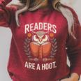 Readers Are A Hoot Owl Book Lovers Raglan Sleeve Sweatshirt Heather Dust